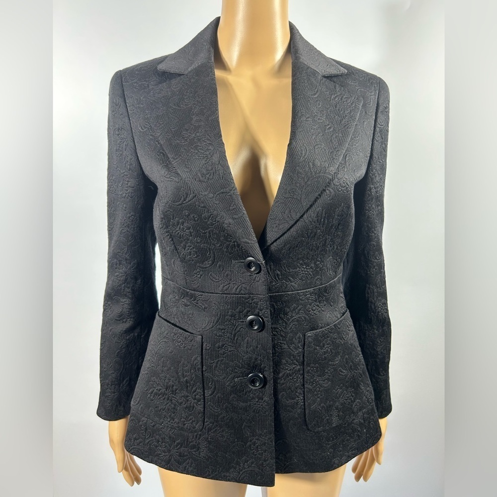 ESCADA Balin Jacquard Single Breasted Blazer in Black Size S